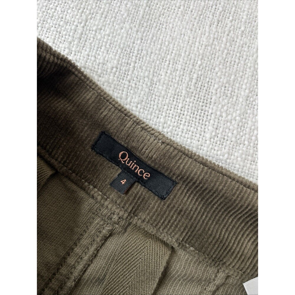 Quince Stretch Corduroy Cropped Wide Leg Pants Olive Green Patch Pockets Size 4 - Picture 5 of 14